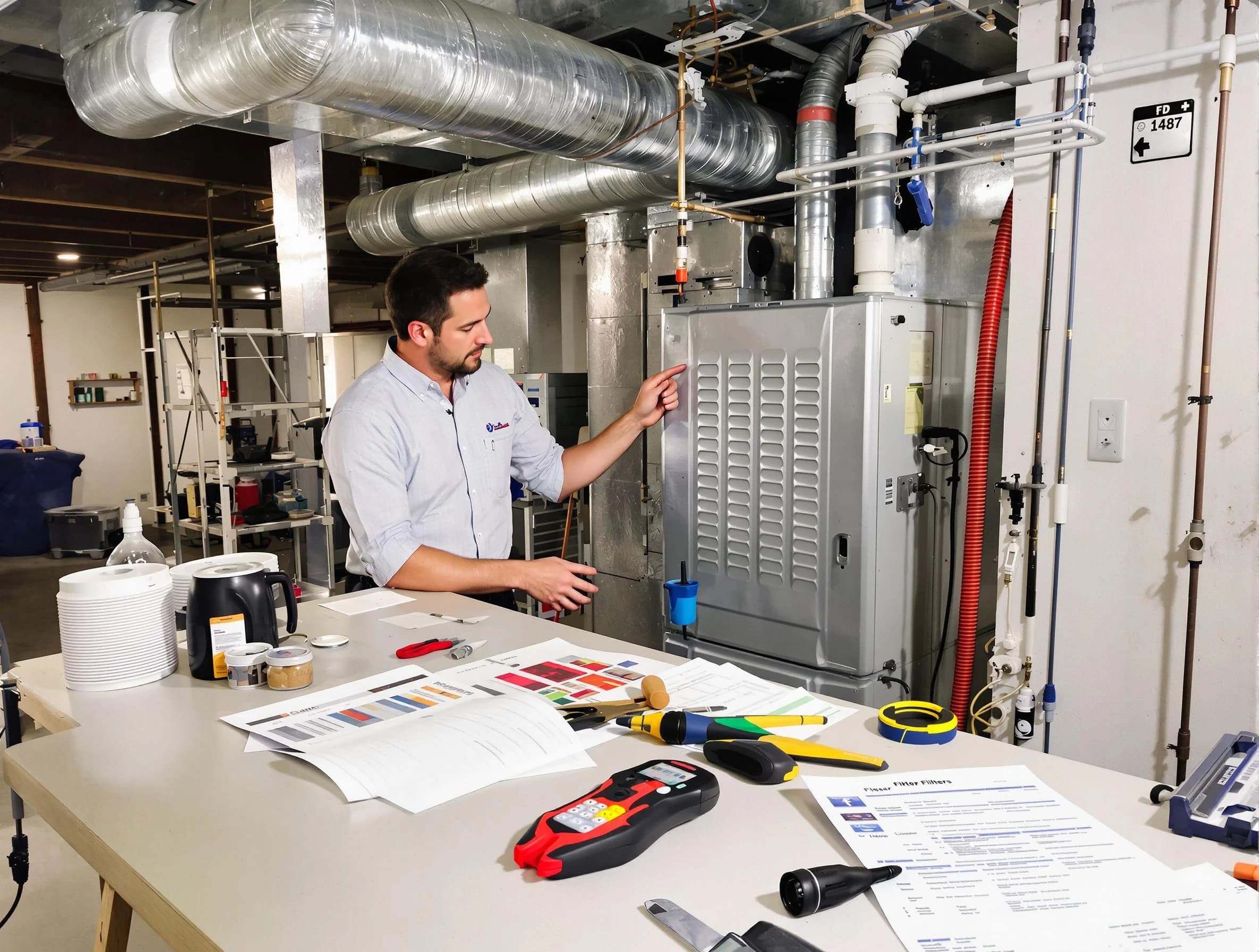 North Versailles Air Duct Cleaning inspector conducting detailed filter system evaluation using professional diagnostic tools in North Versailles