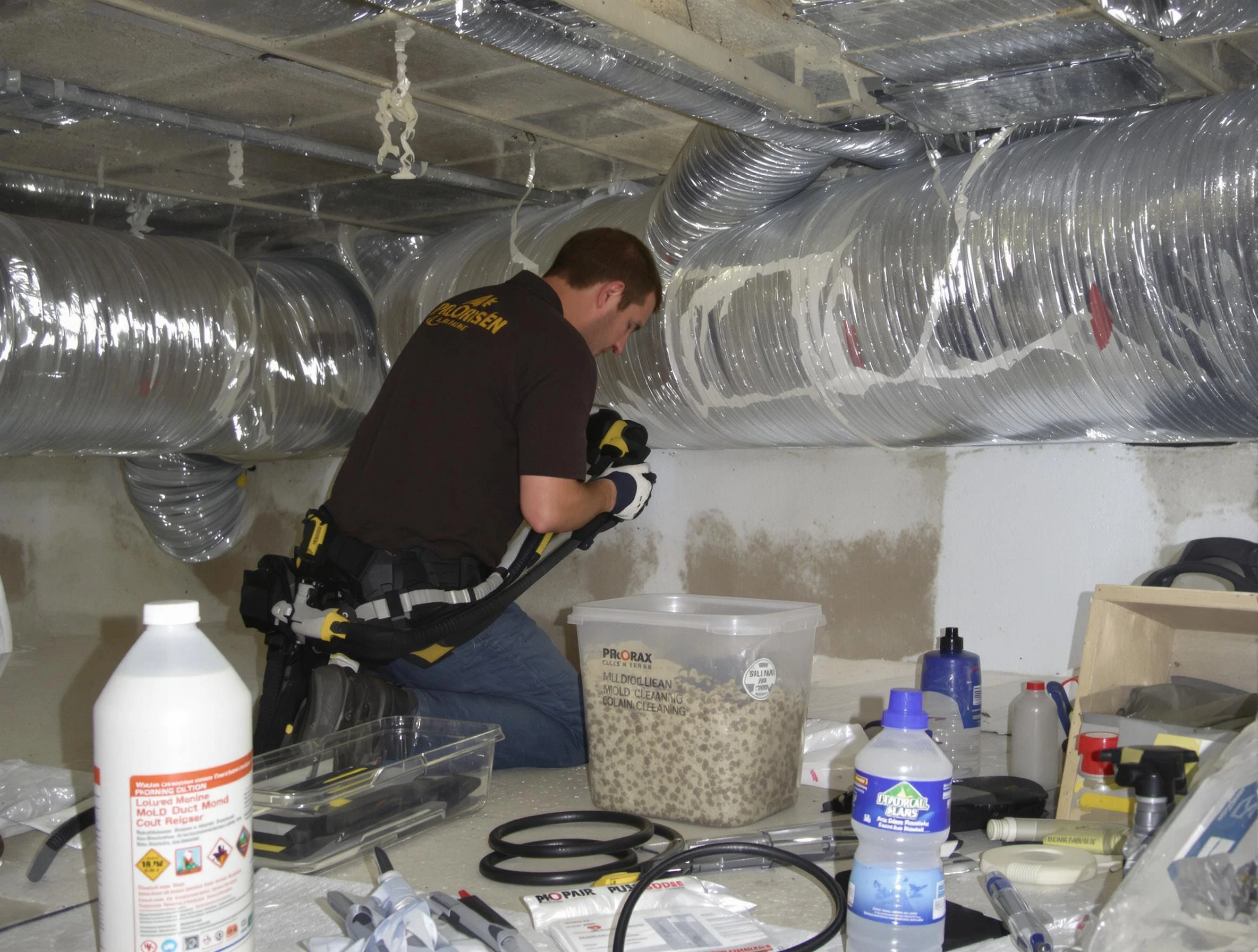 North Versailles Air Duct Cleaning specialist performing professional mold removal from air ducts in North Versailles