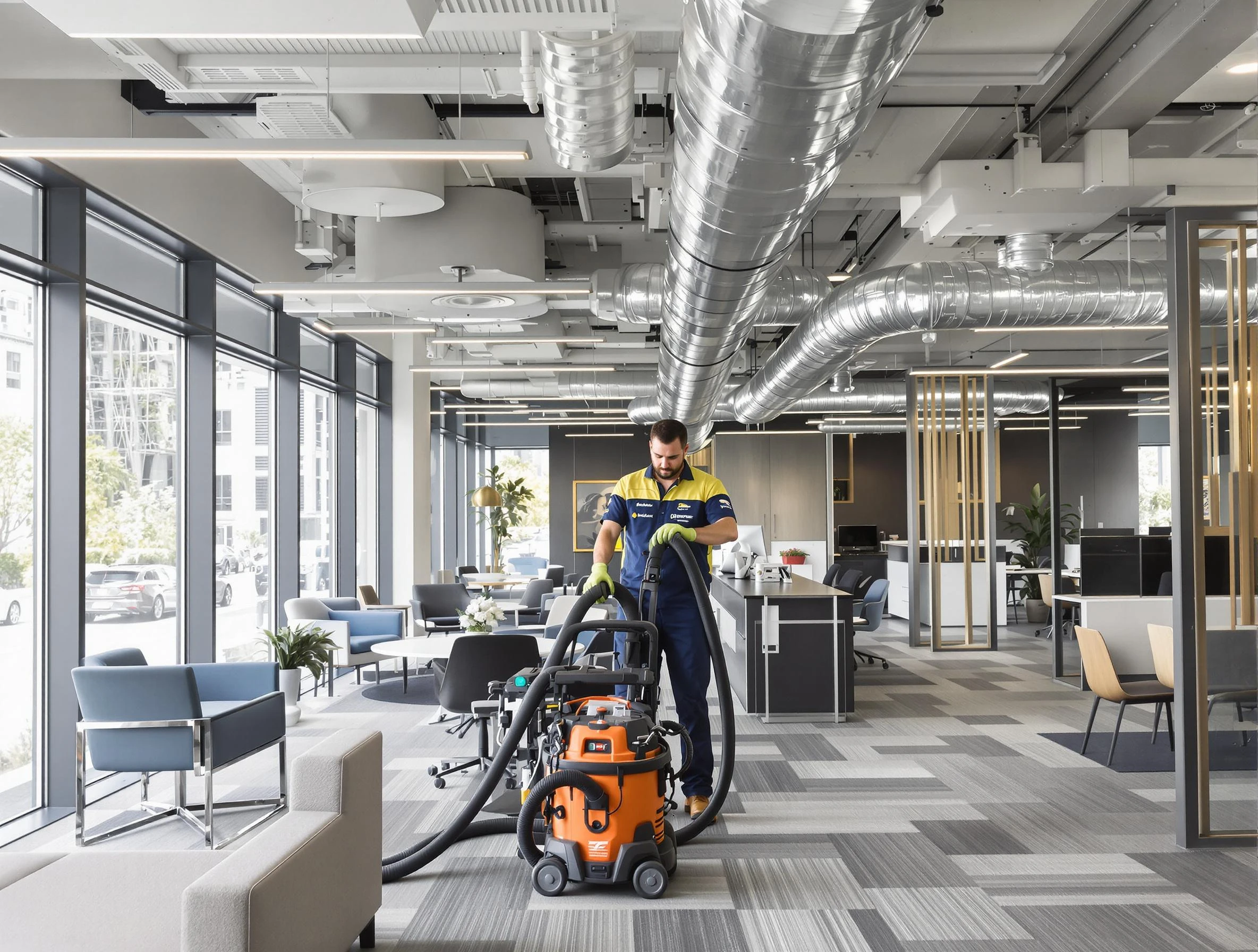 North Versailles Air Duct Cleaning team performing thorough commercial duct cleaning at a North Versailles business center